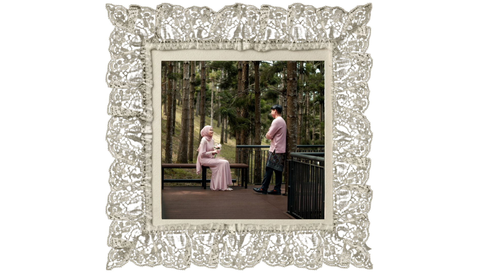 Couple Dancing in Lace Frame